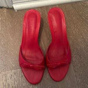 Billini Red Bow-Accent Slide Mules